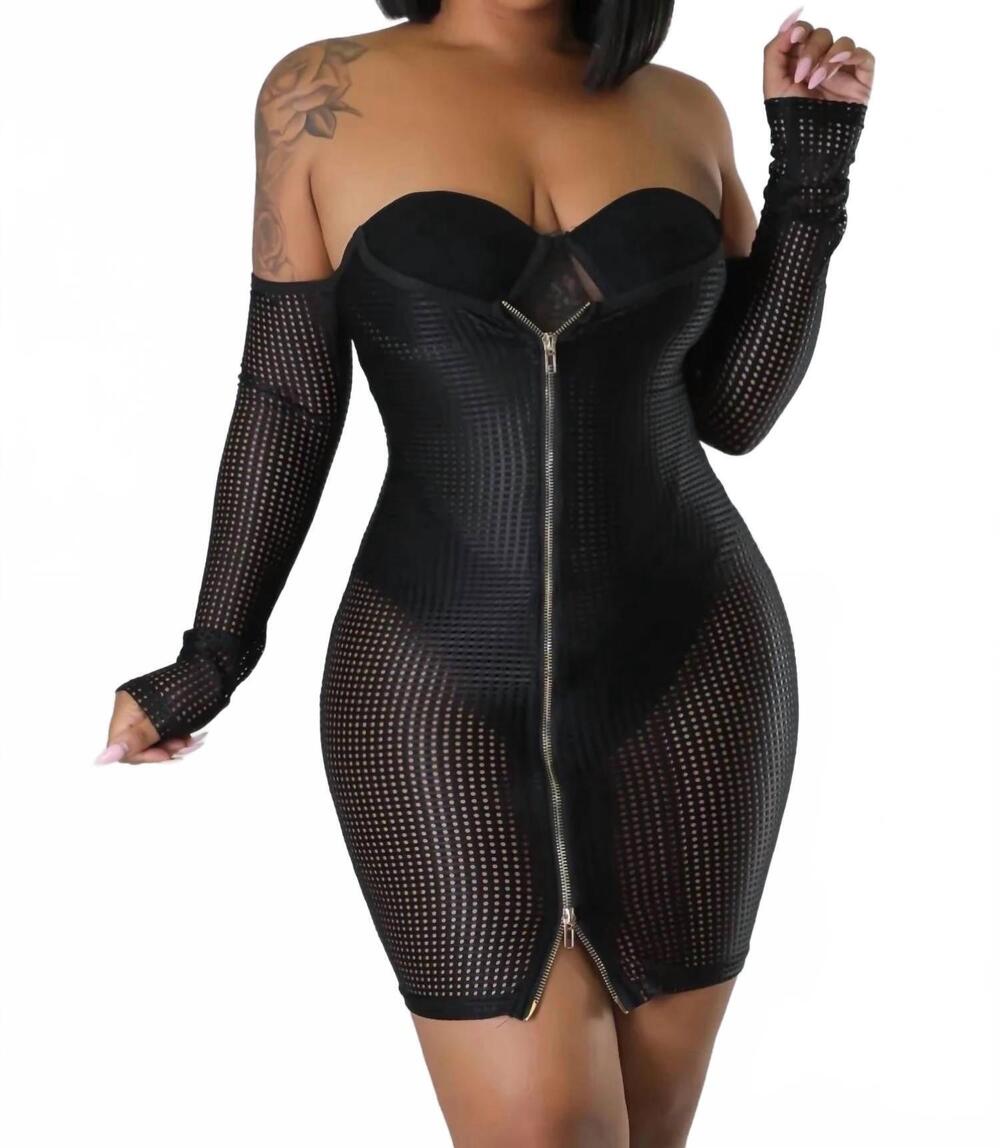 NEW GOOD TIME USA catching feelings - bodysuit long sleeve tube dress in black